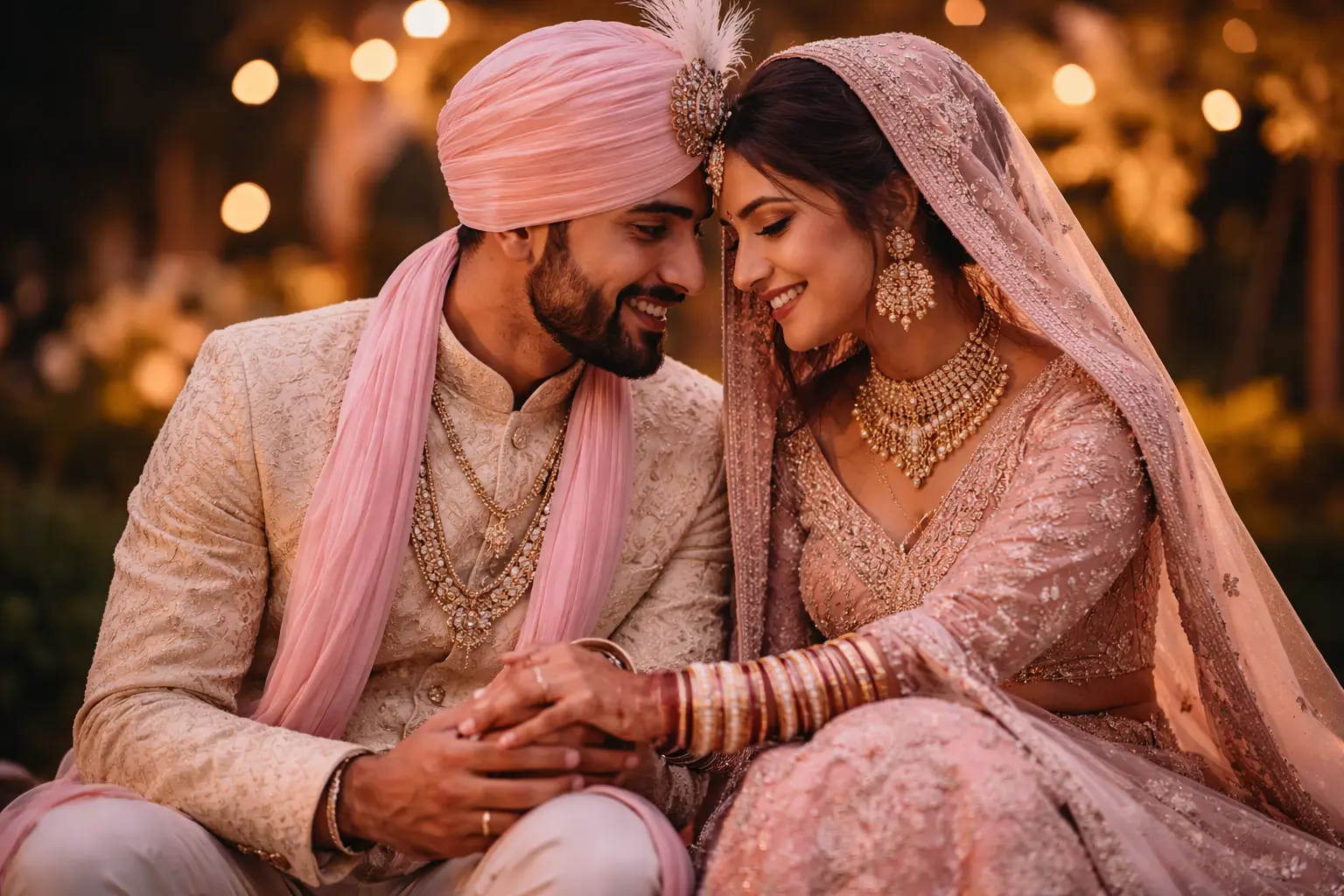 Romantic twilight oment for newlyweds.webp